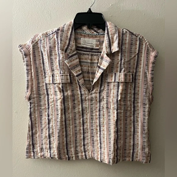 Anthropologie Cropped Boxy Utility Pullover Top - Picture 4 of 11